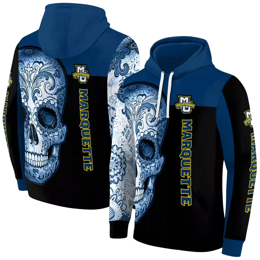 marquette golden eagles sugar skull blue black hoodie fashion forward marquette golden eagles sugar skull blue black hoodie fashion forward