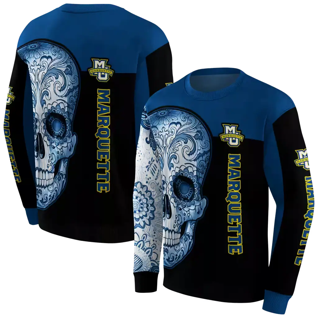 marquette golden eagles sugar skull blue black hoodie premium grade marquette golden eagles sugar skull blue black hoodie premium grade