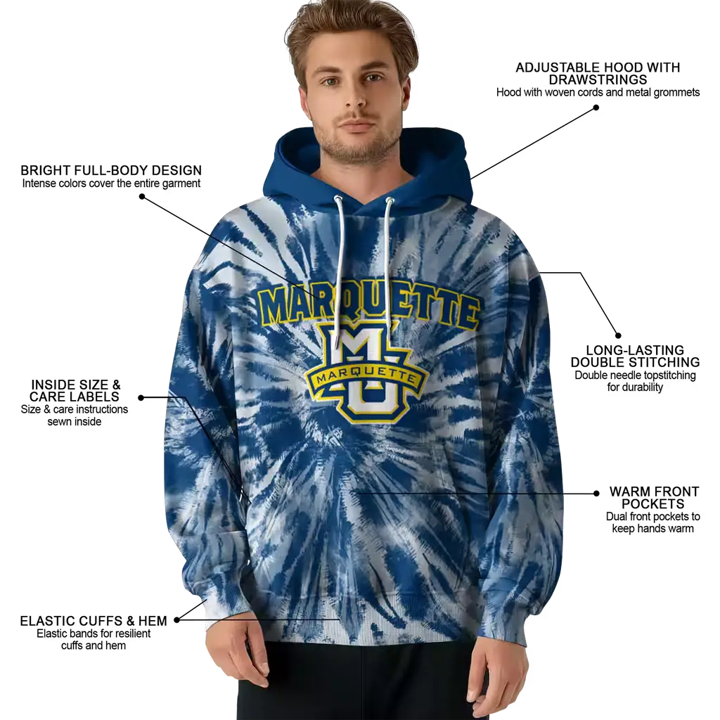 marquette golden eagles tie dye pattern blue hoodie latest model marquette golden eagles tie dye pattern blue hoodie latest model