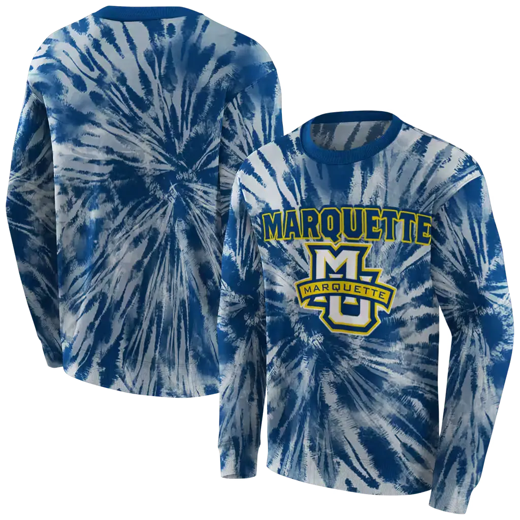 marquette golden eagles tie dye pattern blue hoodie premium grade marquette golden eagles tie dye pattern blue hoodie premium grade