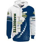 marquette golden eagles triangular pattern blue white hoodie best selling