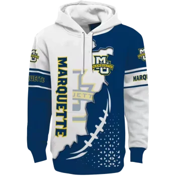 marquette golden eagles triangular pattern blue white hoodie best selling