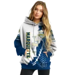 marquette golden eagles triangular pattern blue white hoodie best selling