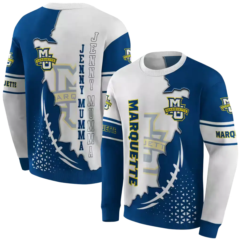 marquette golden eagles triangular pattern blue white hoodie premium grade marquette golden eagles triangular pattern blue white hoodie premium grade