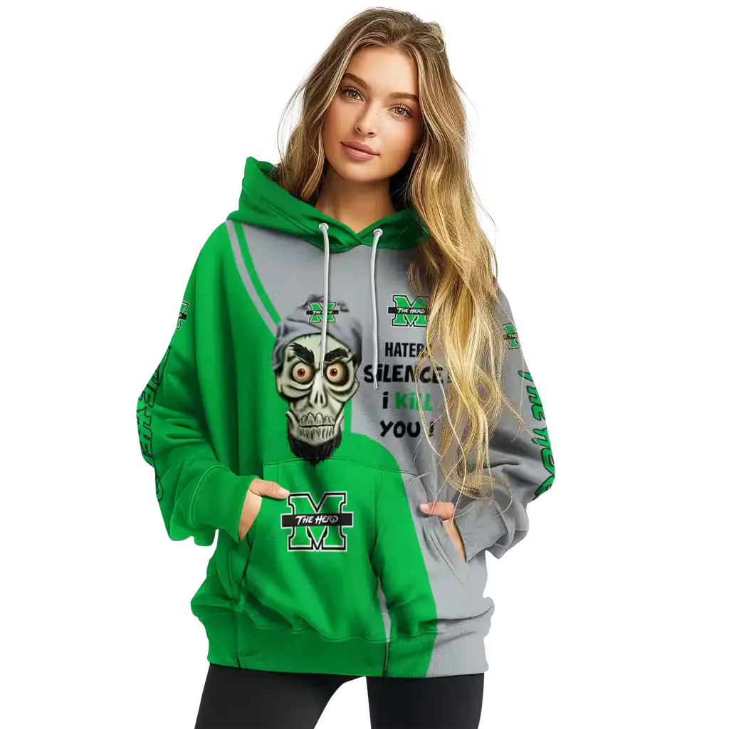 marshall thundering herd achmed skull green hoodie high quality marshall thundering herd achmed skull green hoodie high quality