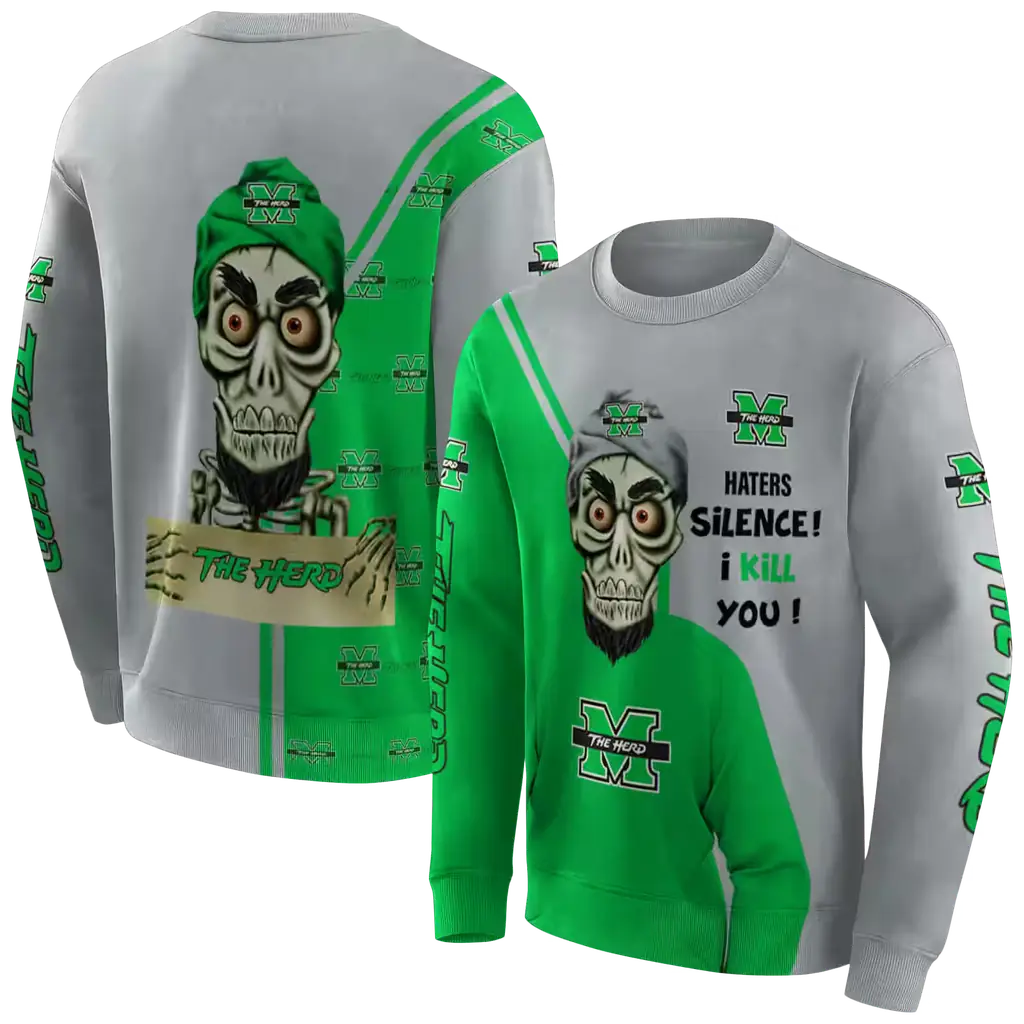 marshall thundering herd achmed skull green hoodie premium grade marshall thundering herd achmed skull green hoodie premium grade