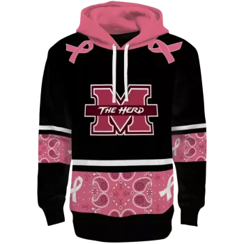 marshall thundering herd awareness ribbon black pink hoodie best selling