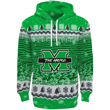 marshall thundering herd christmas trees green hoodie best selling