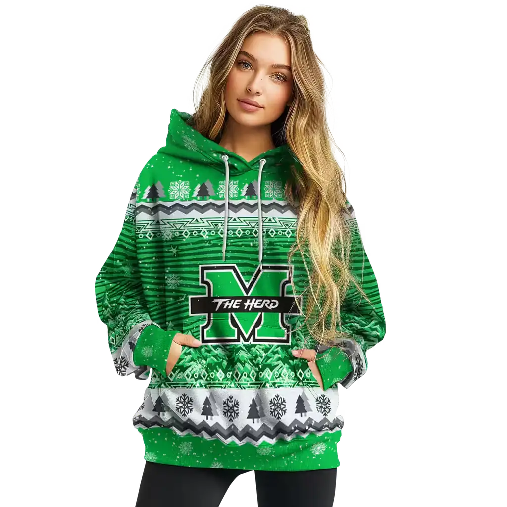 marshall thundering herd christmas trees green hoodie high quality marshall thundering herd christmas trees green hoodie high quality