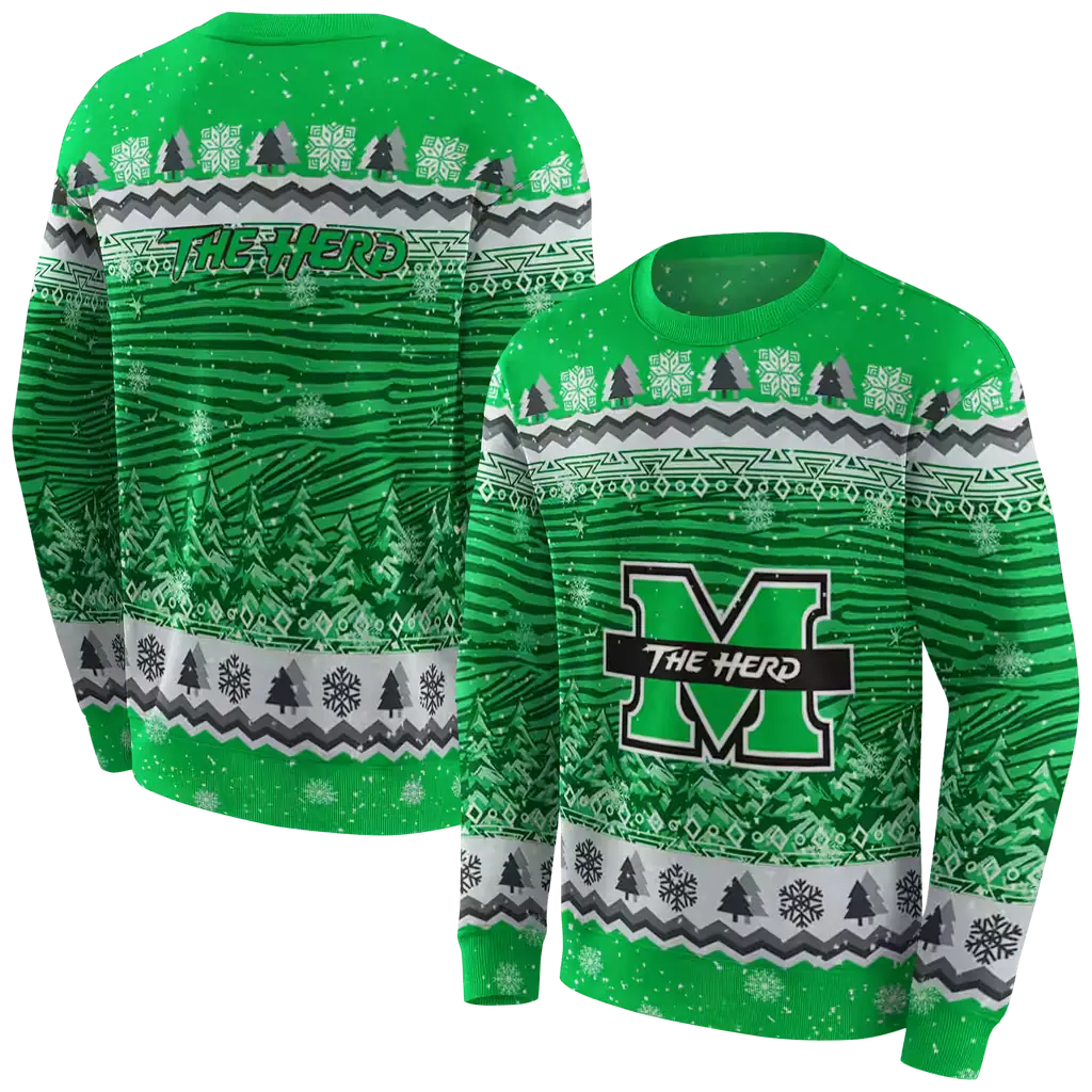 marshall thundering herd christmas trees green hoodie premium grade marshall thundering herd christmas trees green hoodie premium grade