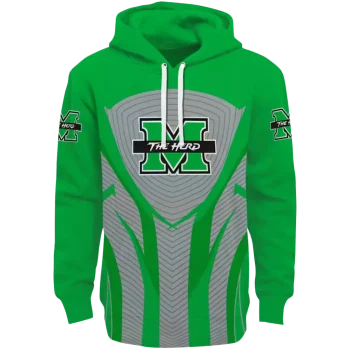 marshall thundering herd concentric lines green black hoodie best selling