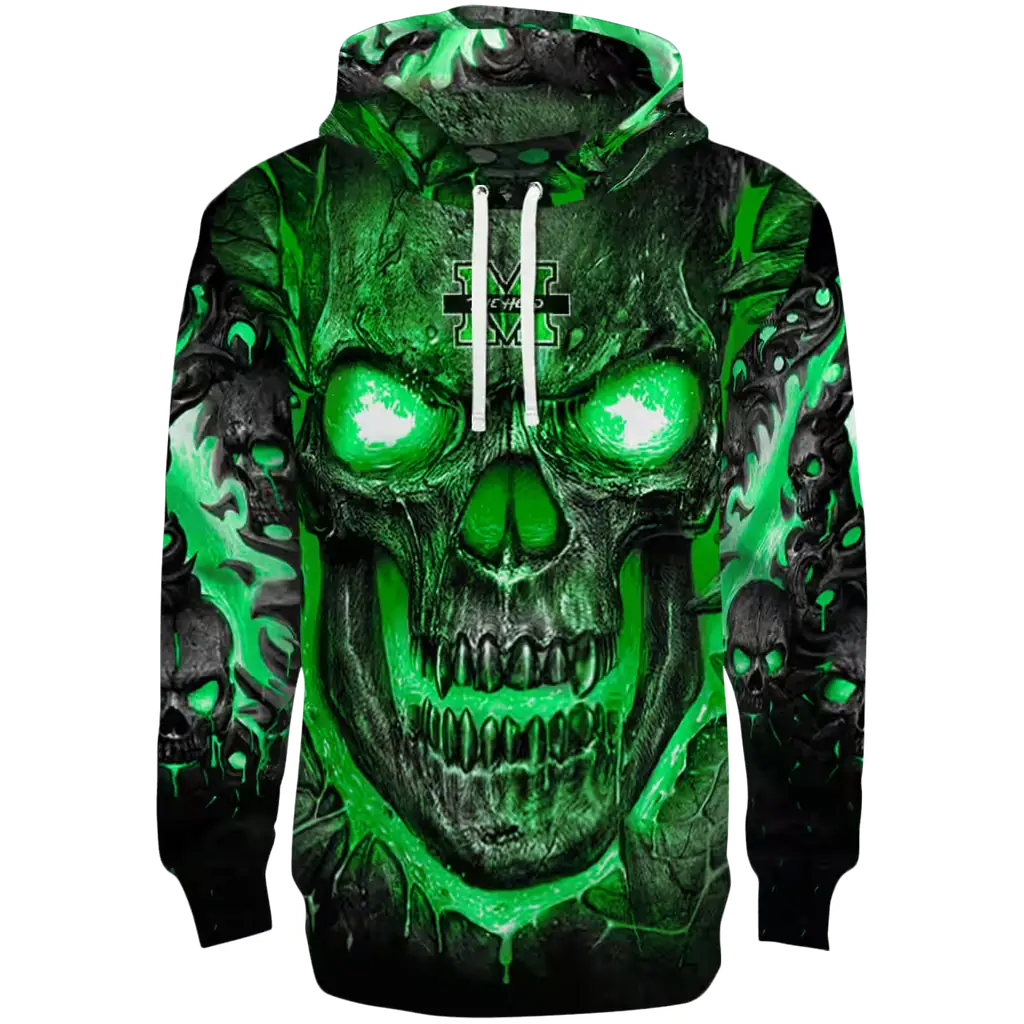 marshall thundering herd demonic skull green black hoodie best selling marshall thundering herd demonic skull green black hoodie best selling