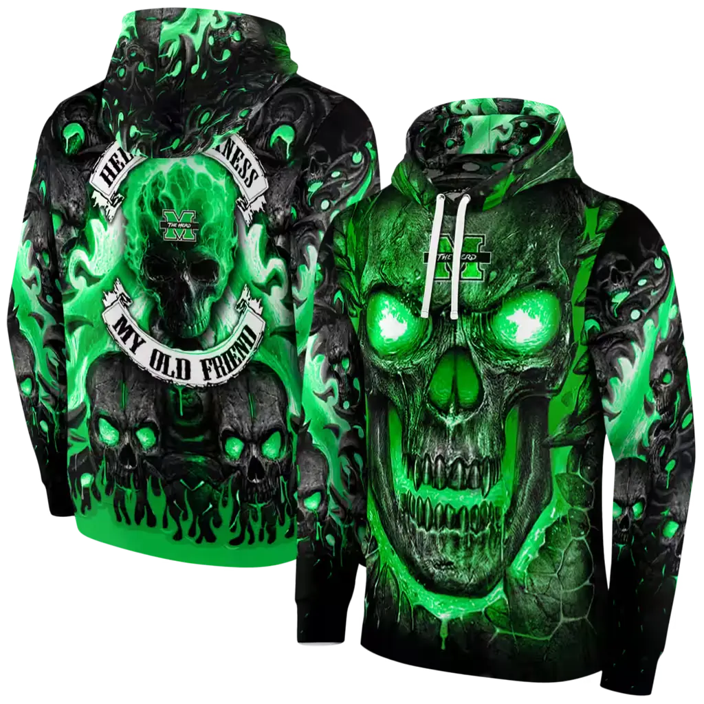 marshall thundering herd demonic skull green black hoodie fashion forward marshall thundering herd demonic skull green black hoodie fashion forward