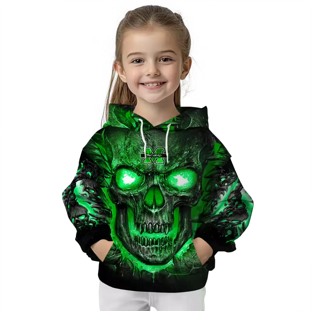 marshall thundering herd demonic skull green black hoodie top rated marshall thundering herd demonic skull green black hoodie top rated