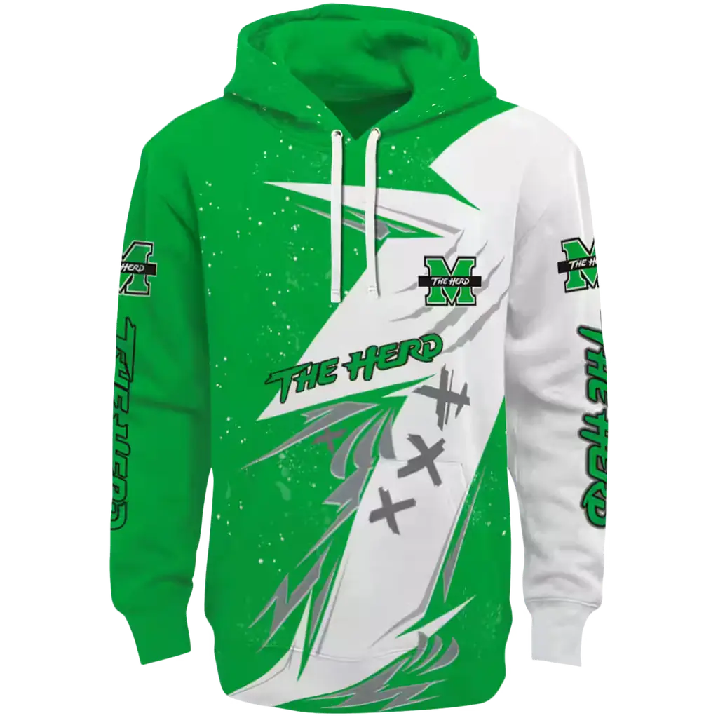 marshall thundering herd dynamic slash green white hoodie best selling marshall thundering herd dynamic slash green white hoodie best selling