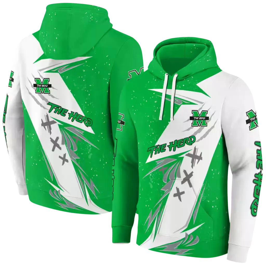 marshall thundering herd dynamic slash green white hoodie fashion forward marshall thundering herd dynamic slash green white hoodie fashion forward