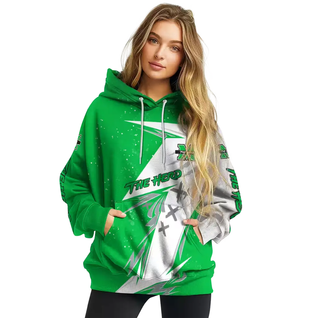 marshall thundering herd dynamic slash green white hoodie high quality marshall thundering herd dynamic slash green white hoodie high quality