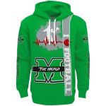 marshall thundering herd football heartbeat green hoodie best selling