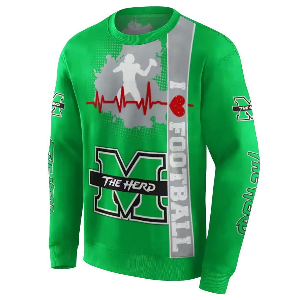 marshall thundering herd football heartbeat green hoodie new arrival marshall thundering herd football heartbeat green hoodie new arrival