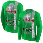 marshall thundering herd football heartbeat green hoodie best selling