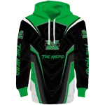marshall thundering herd futuristic pattern green black hoodie best selling