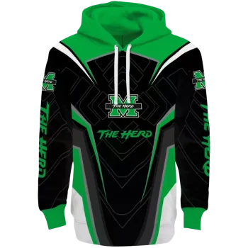marshall thundering herd futuristic pattern green black hoodie best selling