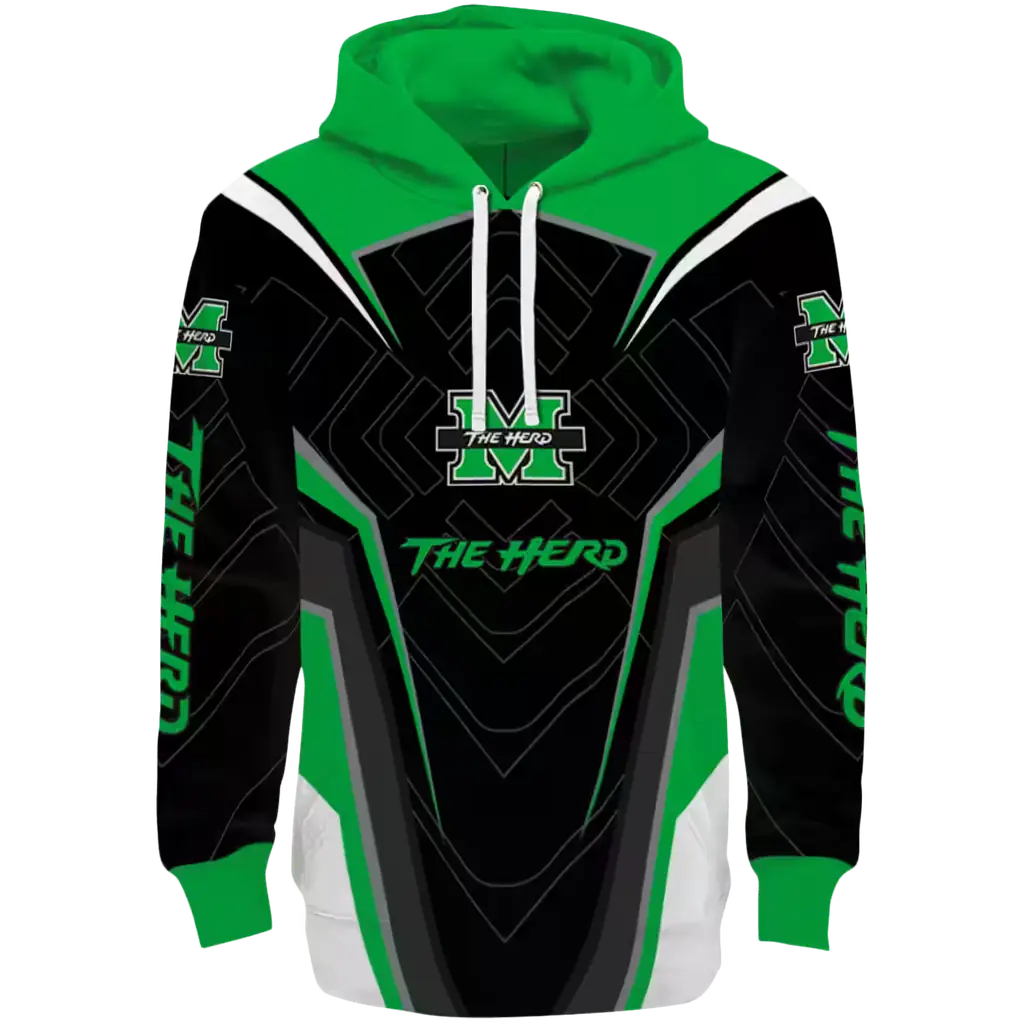marshall thundering herd futuristic pattern green black hoodie best selling marshall thundering herd futuristic pattern green black hoodie best selling