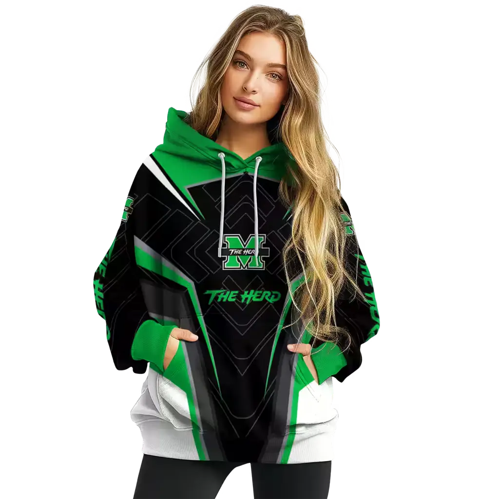 marshall thundering herd futuristic pattern green black hoodie high quality marshall thundering herd futuristic pattern green black hoodie high quality
