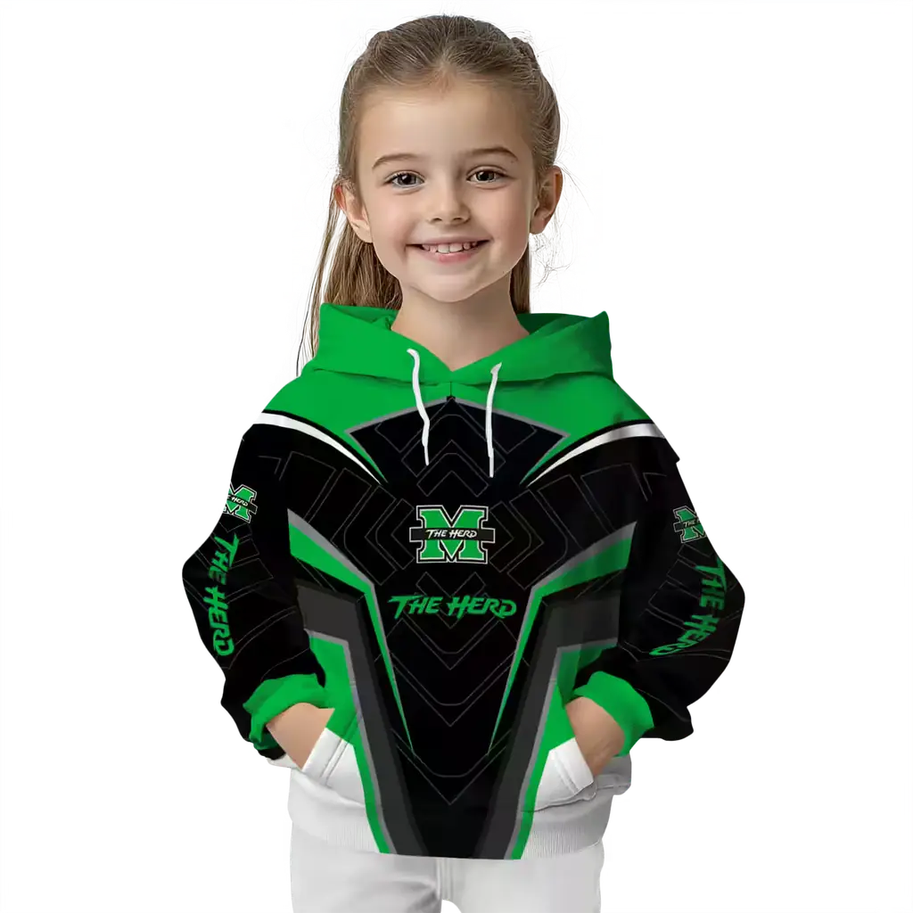 marshall thundering herd futuristic pattern green black hoodie top rated marshall thundering herd futuristic pattern green black hoodie top rated