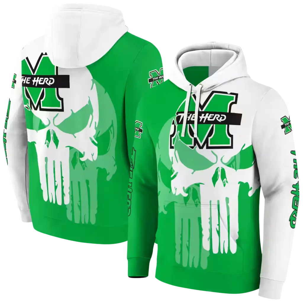 marshall thundering herd graphic punisher green white hoodie fashion forward marshall thundering herd graphic punisher green white hoodie fashion forward