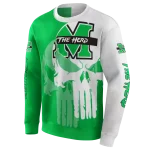 marshall thundering herd graphic punisher green white hoodie best selling