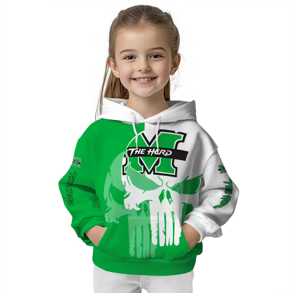 marshall thundering herd graphic punisher green white hoodie top rated marshall thundering herd graphic punisher green white hoodie top rated