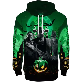 marshall thundering herd halloween vibes green black hoodie best selling