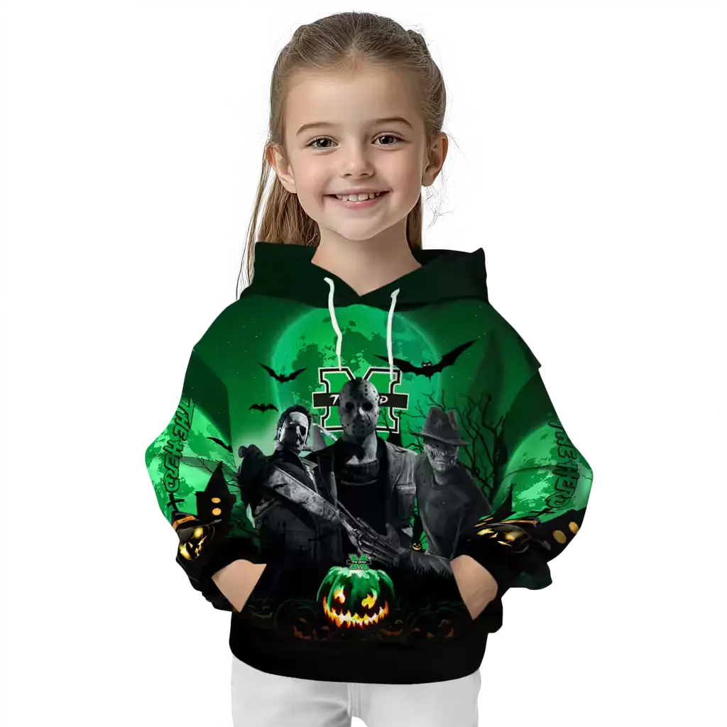 marshall thundering herd halloween vibes green black hoodie top rated marshall thundering herd halloween vibes green black hoodie top rated