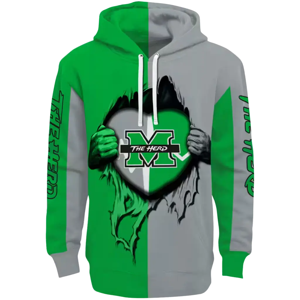 marshall thundering herd heartbeat graphic green hoodie best selling marshall thundering herd heartbeat graphic green hoodie best selling
