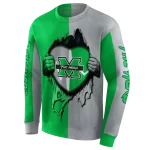 marshall thundering herd heartbeat graphic green hoodie best selling