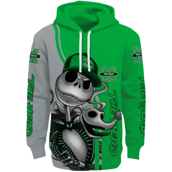 marshall thundering herd jack skellington green hoodie best selling