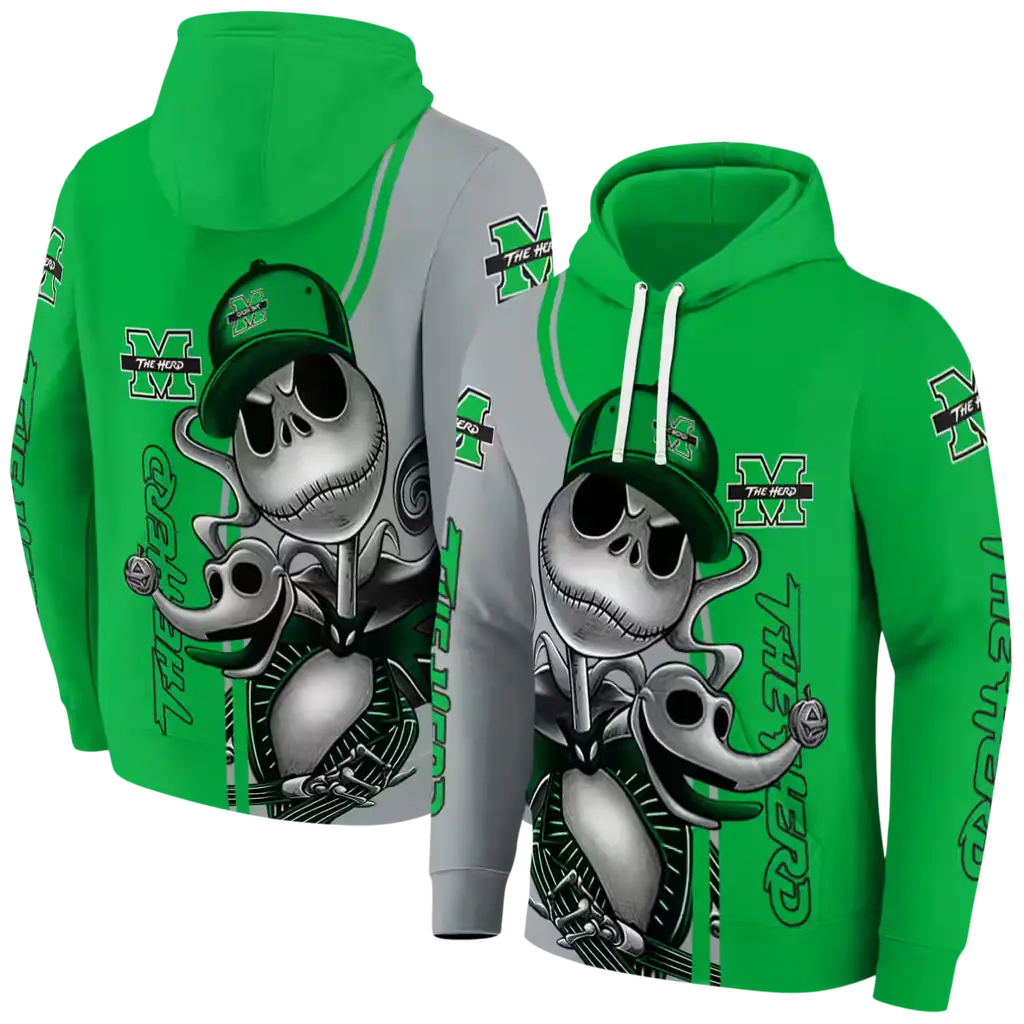 marshall thundering herd jack skellington green hoodie fashion forward marshall thundering herd jack skellington green hoodie fashion forward