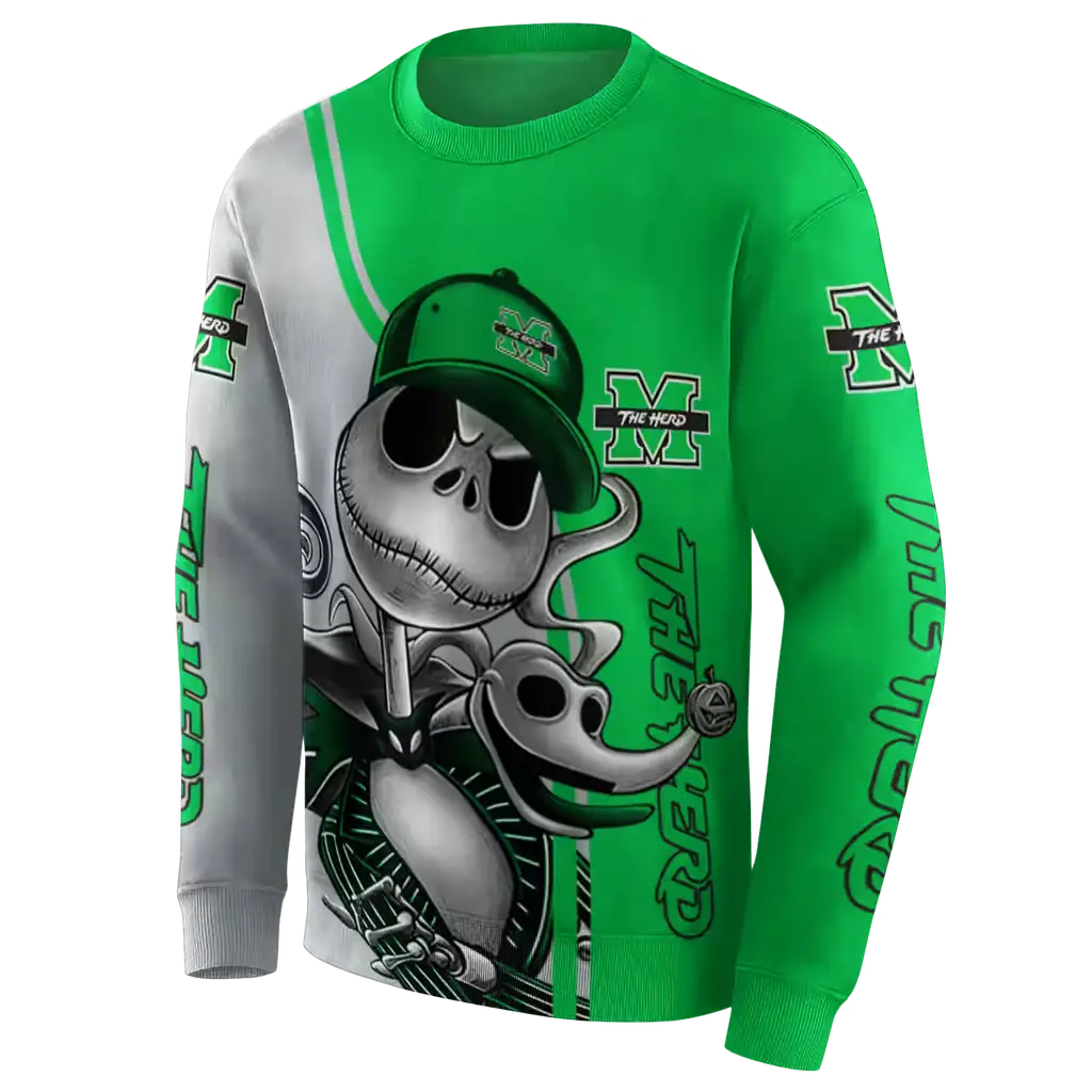marshall thundering herd jack skellington green hoodie new arrival marshall thundering herd jack skellington green hoodie new arrival