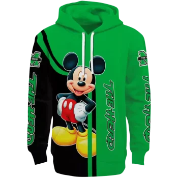 marshall thundering herd mickey mouse green black hoodie best selling