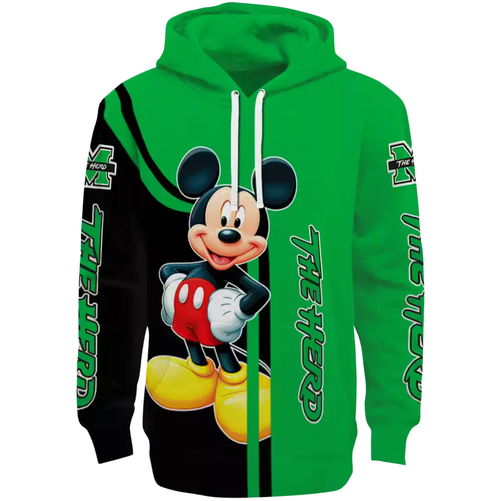 marshall thundering herd mickey mouse green black hoodie best selling marshall thundering herd mickey mouse green black hoodie best selling
