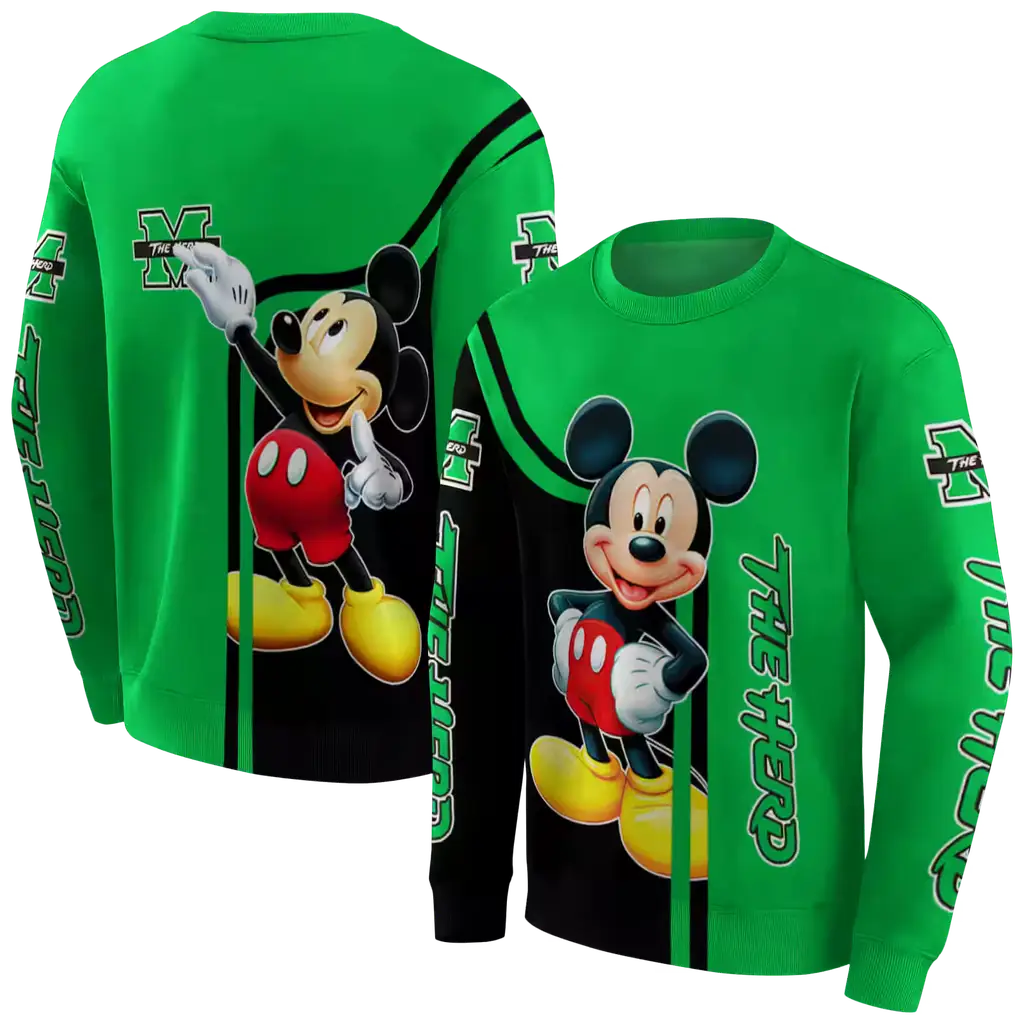 marshall thundering herd mickey mouse green black hoodie premium grade marshall thundering herd mickey mouse green black hoodie premium grade
