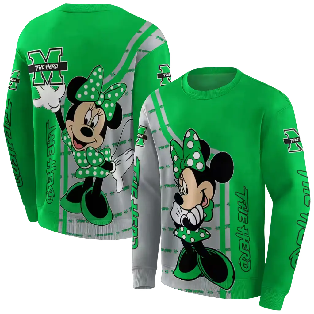 marshall thundering herd minnie mouse green hoodie premium grade marshall thundering herd minnie mouse green hoodie premium grade