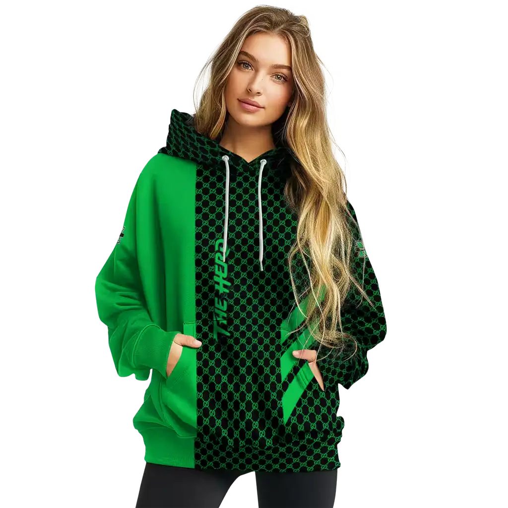 marshall thundering herd monogram pattern green hoodie high quality marshall thundering herd monogram pattern green hoodie high quality