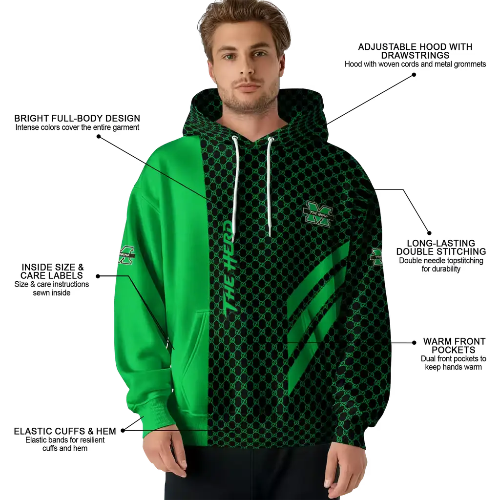 marshall thundering herd monogram pattern green hoodie latest model marshall thundering herd monogram pattern green hoodie latest model