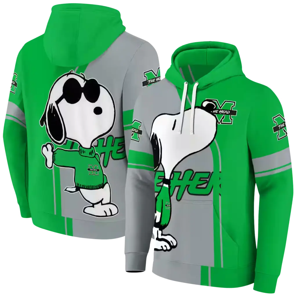 marshall thundering herd playful snoopy green hoodie fashion forward marshall thundering herd playful snoopy green hoodie fashion forward