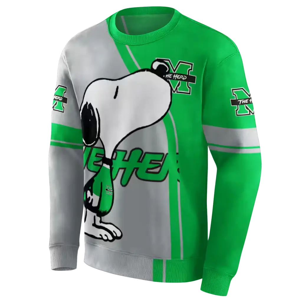 marshall thundering herd playful snoopy green hoodie new arrival marshall thundering herd playful snoopy green hoodie new arrival