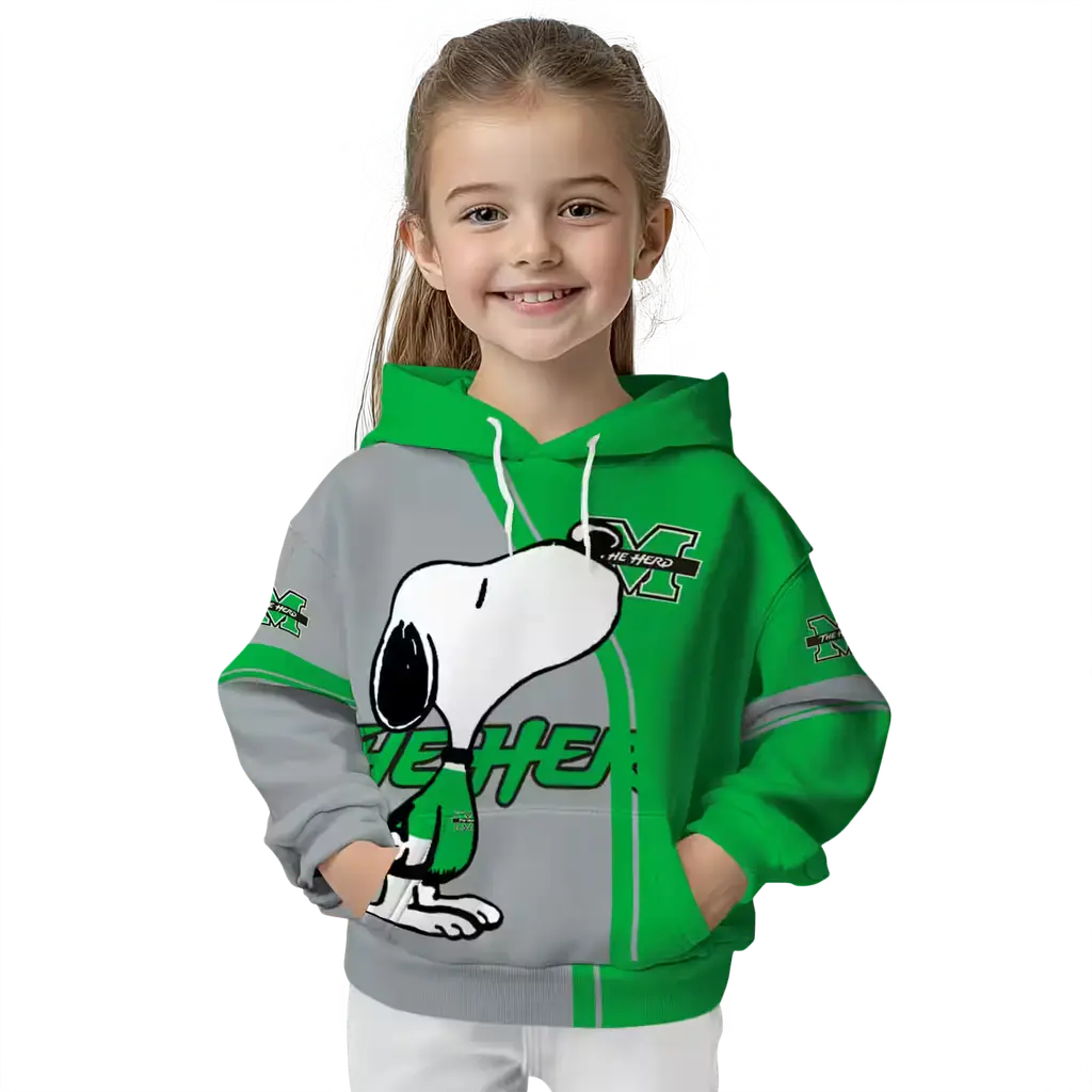 marshall thundering herd playful snoopy green hoodie top rated marshall thundering herd playful snoopy green hoodie top rated