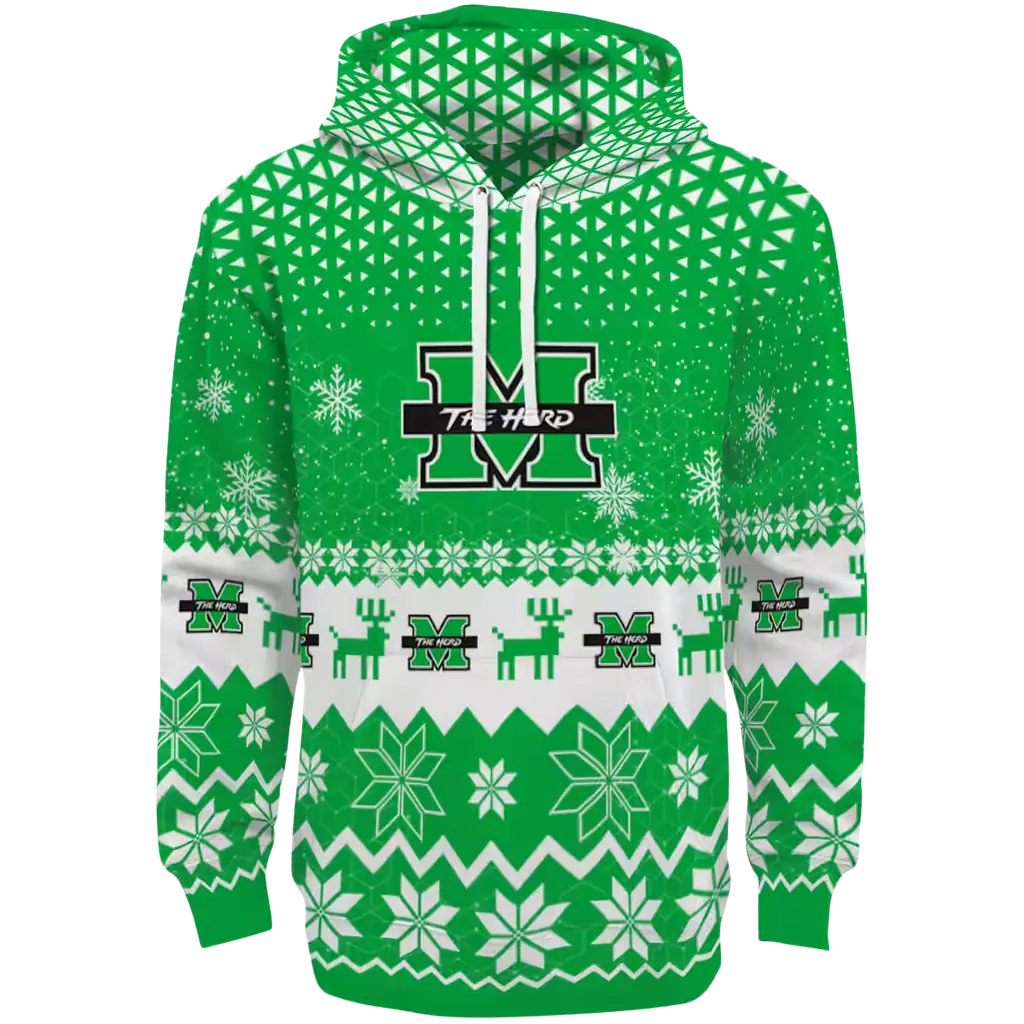 marshall thundering herd reindeer motif green hoodie best selling marshall thundering herd reindeer motif green hoodie best selling