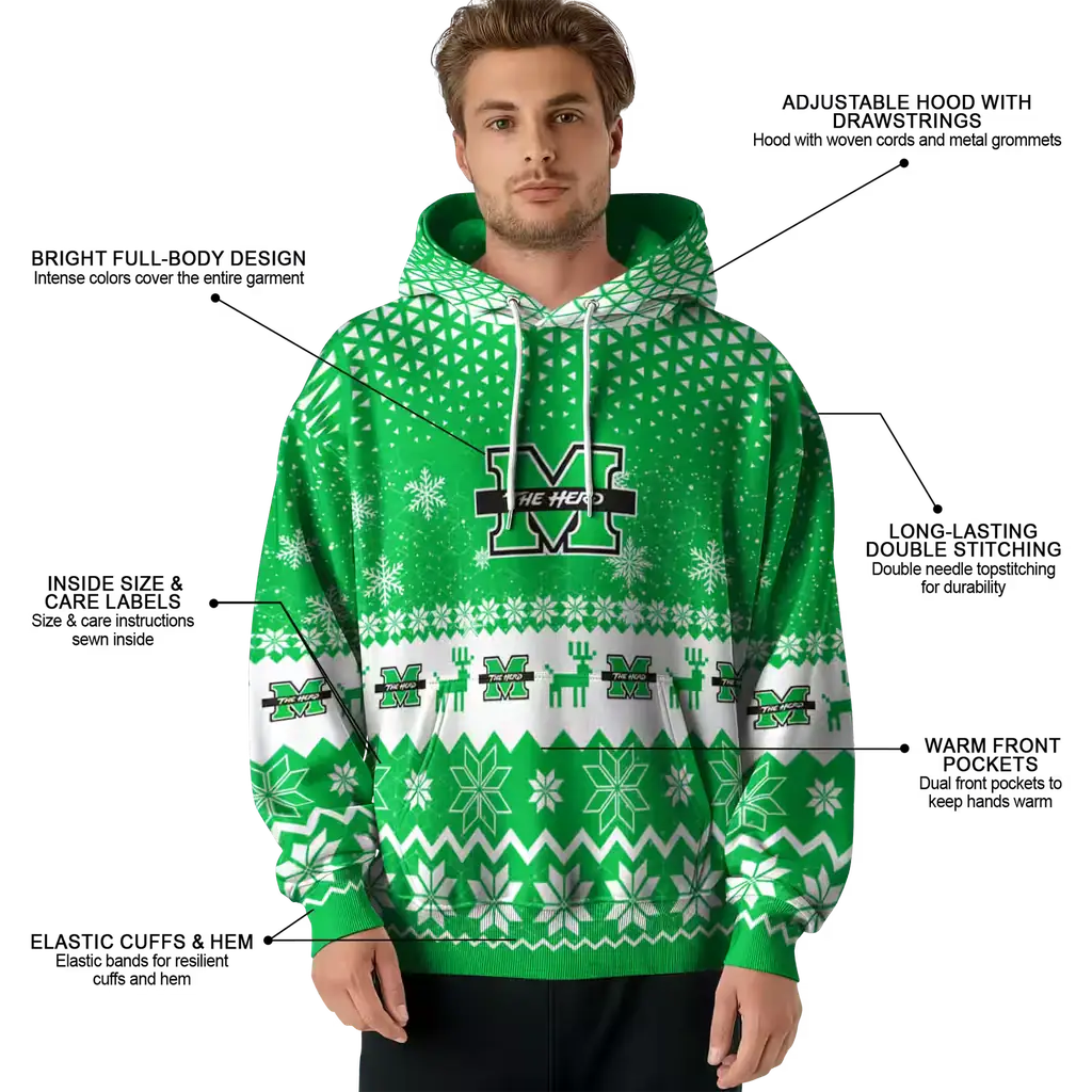 marshall thundering herd reindeer motif green hoodie latest model marshall thundering herd reindeer motif green hoodie latest model